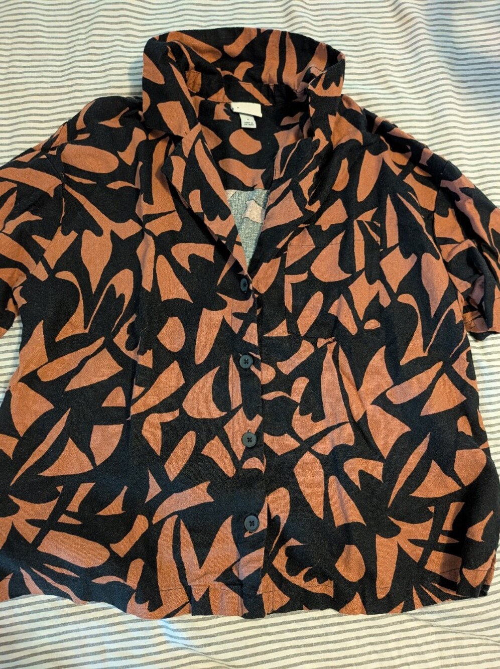 A New Day Black and Rust Shirt Sleeve Button Shirt